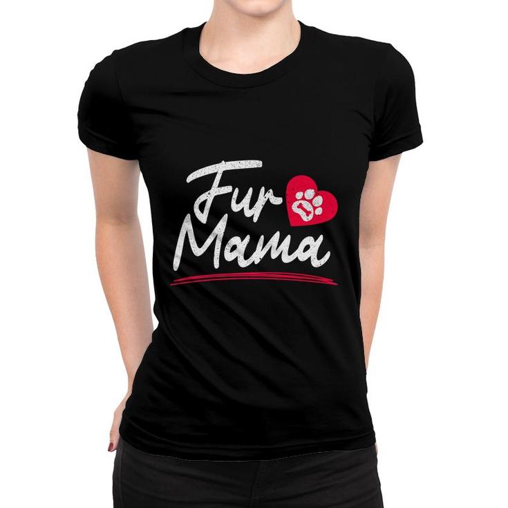 Mens Fur Mama Paw Heart Dog Mom   Women T-shirt