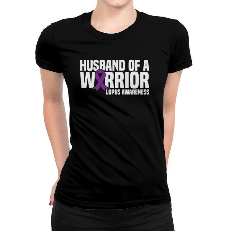 Mens Husband Of A Warrior Purple Ribbon Lupus Awareness Women T-shirt