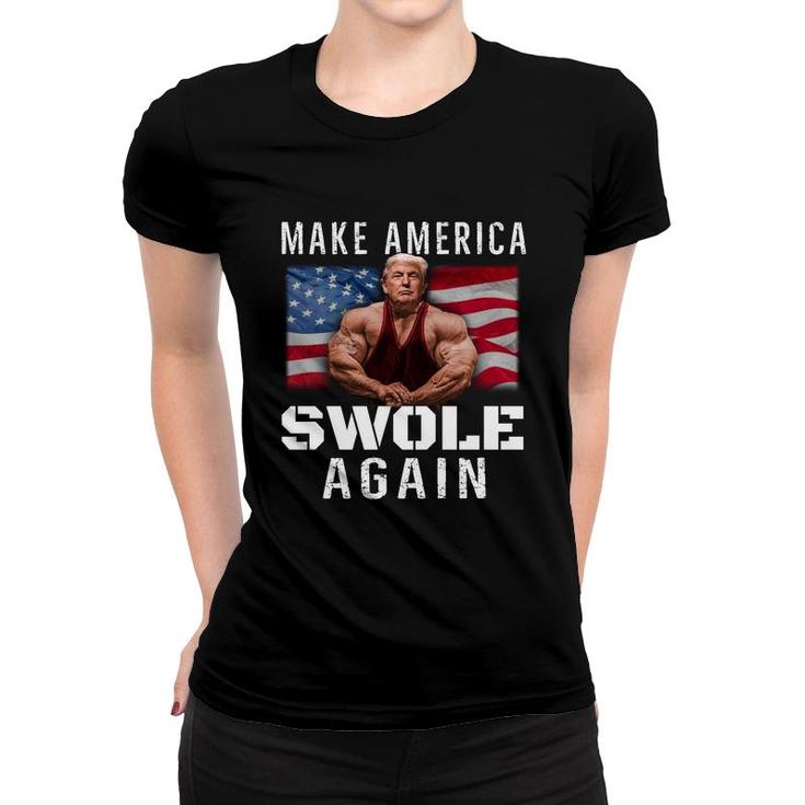 Mens Make America Swole Again Funny Trump Lifting Women T-shirt