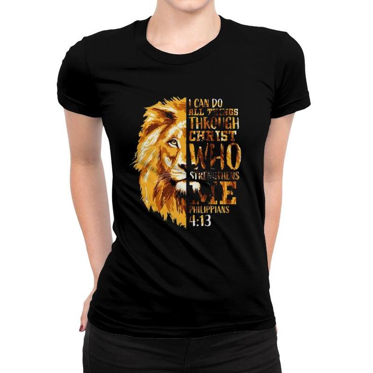 Mens Philippians 413 Christian Bible Verse Gift Lion Men  Women T-shirt