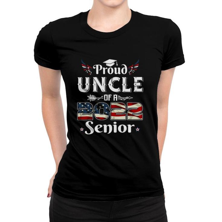 Mens Proud Uncle Of A 2022 Senior School Graduation Usa Flag Women T-shirt