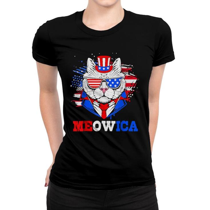 Meowica Patriotic Cat 4Th Of July Independent Day  Women T-shirt