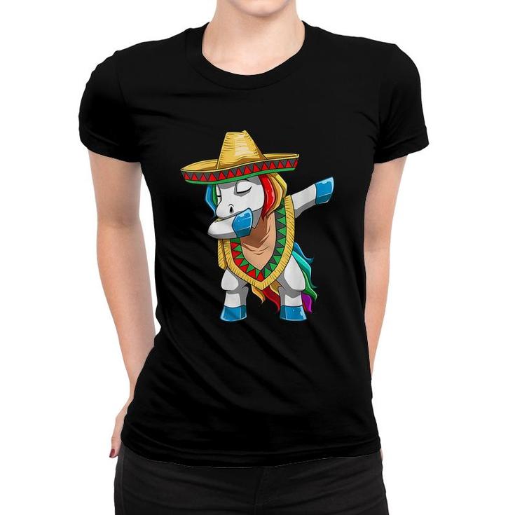 Mexican Unicorn Cinco De Mayo Dabbing Unicorn Funny Fiesta  Women T-shirt