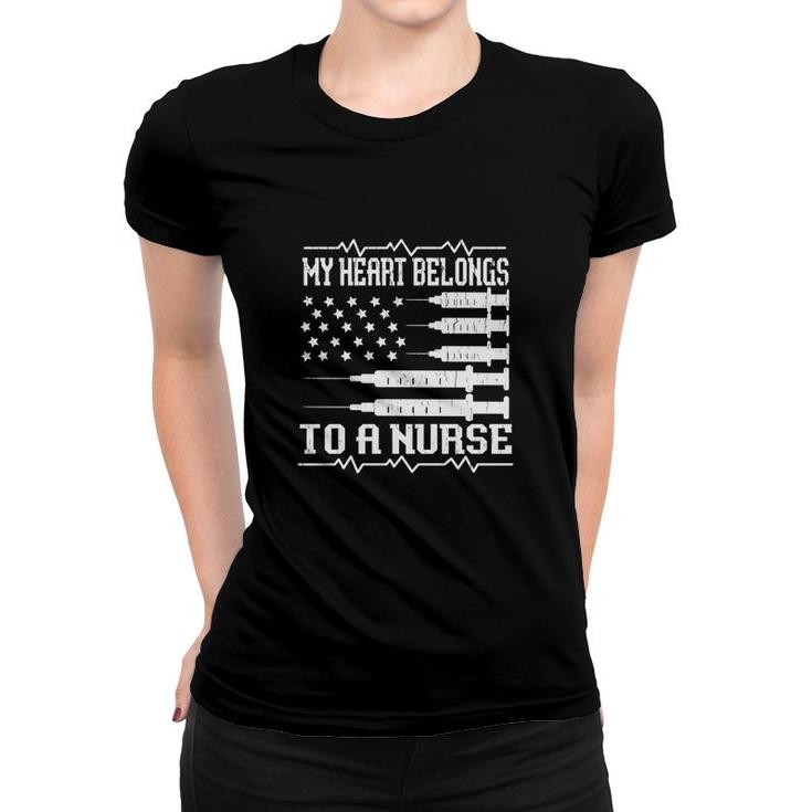 My Heart Belongs In To A Nurse Graphics New 2022 Women T-shirt