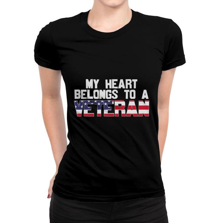 My Heart Belongs To A Veteran 2022 Usa Flag Women T-shirt