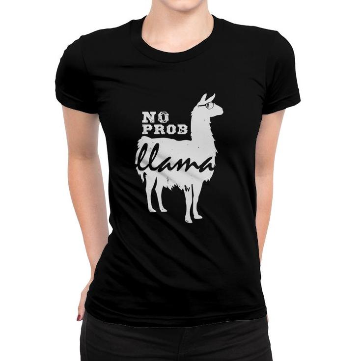 Noprob Llama Wearing Sunglasses Funny Llama Women T-shirt
