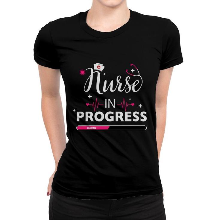 Nurse In Progress Nurses Day Pink Heartbeat Women T-shirt