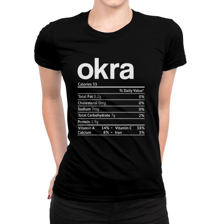 Okra Nutrition Facts Funny Thanksgiving Christmas Food Women T-shirt