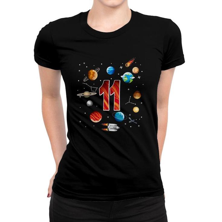 Outer Space 11 Years Old 11Th Birthday Boys Planets Astronaut Women T-shirt