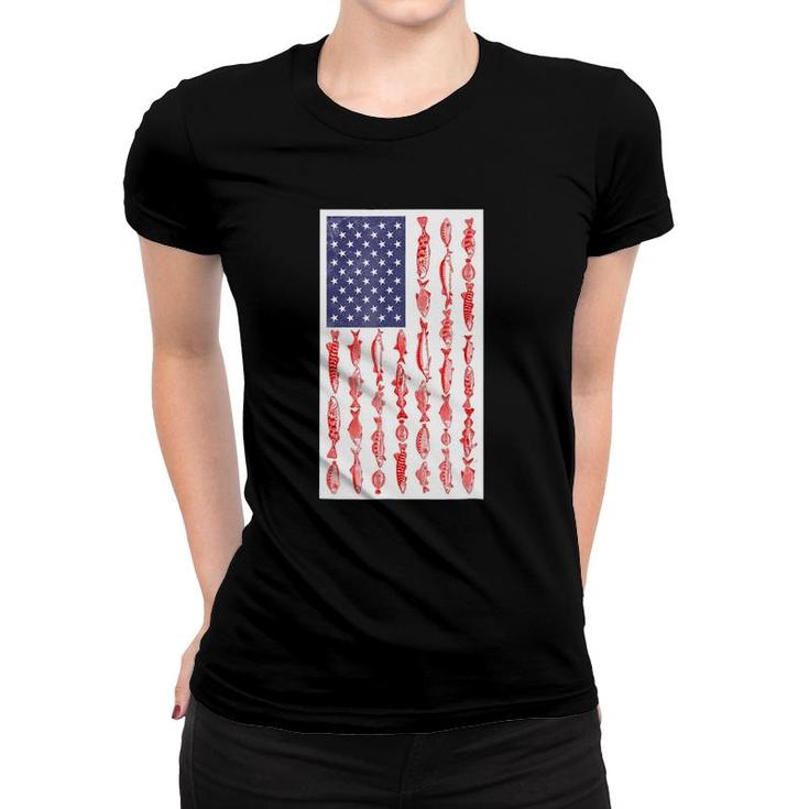 Patriotic Fishing - American Flag Fishing Women T-shirt