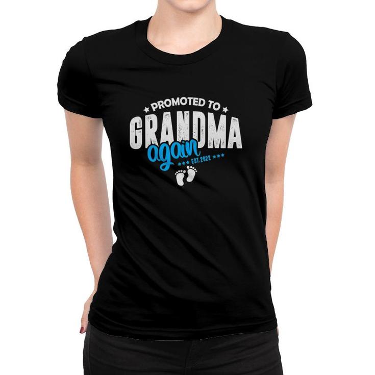 Promoted To Grandma Again 2022 Boy Baby Announcement Women Women T-shirt