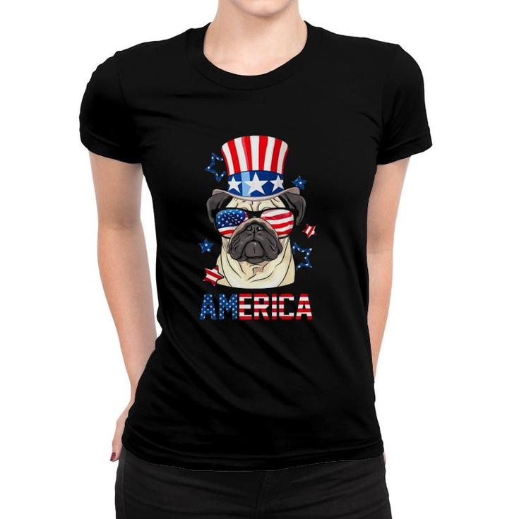 Pug Dog America 4Th Of July Usa Flag Patriotic Women T-shirt