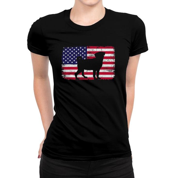 Pug Dog American Flag Heart 4Th Of July Usa Patriotic Men Women T-shirt