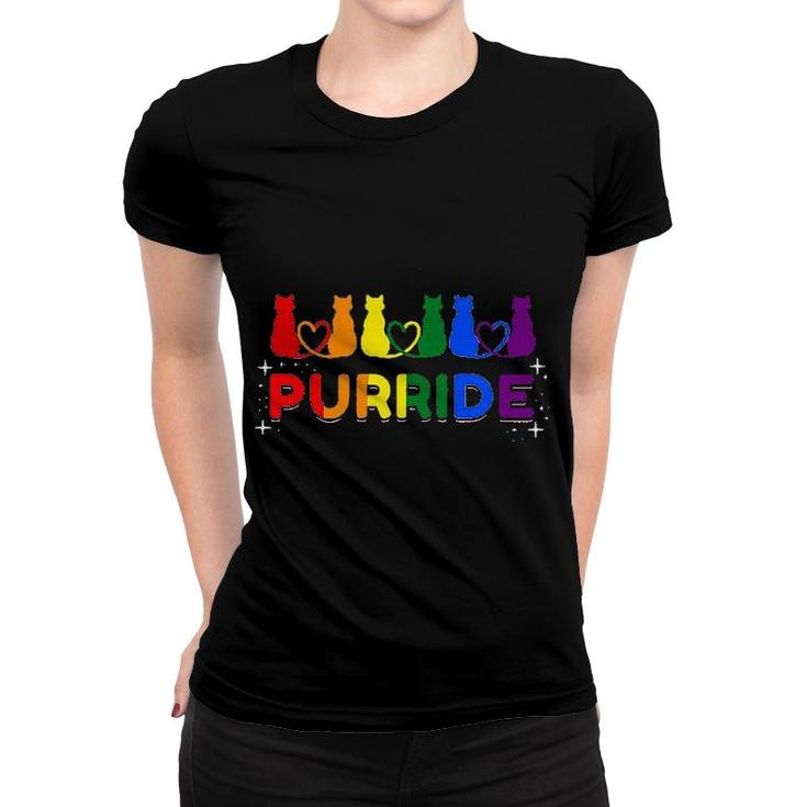 Purride Rainbow Colors Cat Animal Funny LGBT Pride Gift  Women T-shirt