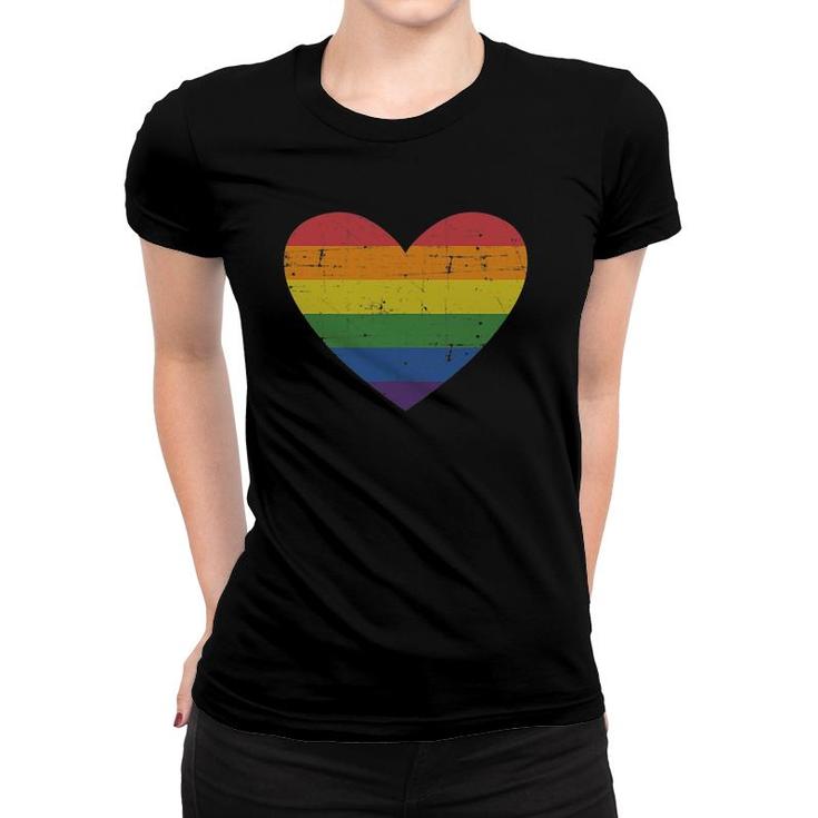 Rainbow Heart Flag For Gay And Lesbian Support Pride Month Women T-shirt