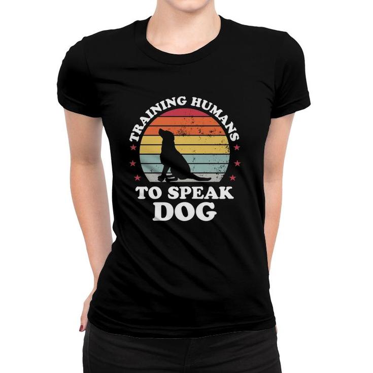 Retro Dog Commands Obedience Training Funny Dog Trainer Women T-shirt