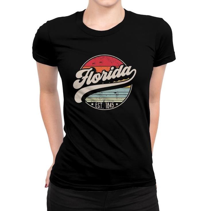 Retro Florida Home State Fl Cool 70S Style Sunset Women T-shirt