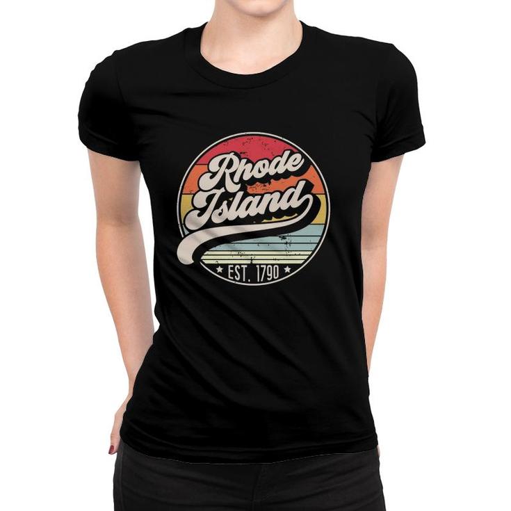 Retro Rhode Island Home State Ri Cool 70S Style Sunset Women T-shirt