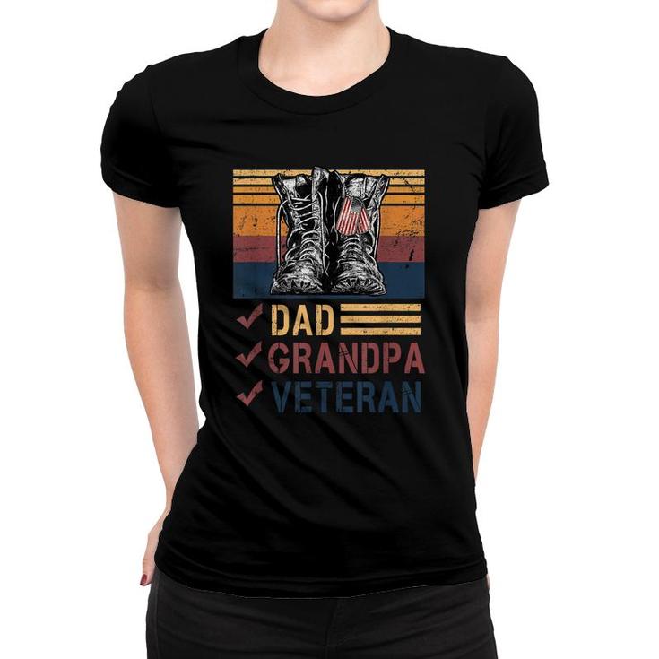Retro Us Flag Combat Boots Dad Grandpa Veteran Day Memorial  Women T-shirt