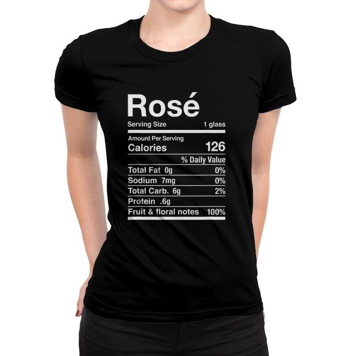 Rose Wine Christmas Nutrition Facts Thanksgiving Matching Women T-shirt