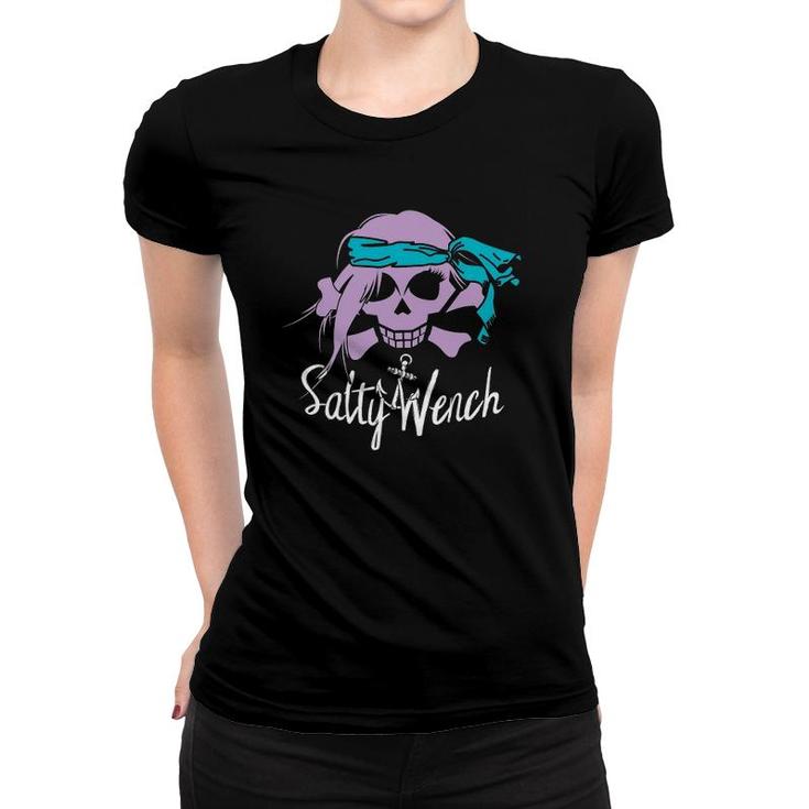 Salty Wench Girl Pirate Skull Crossbones Anchor Tee Women T-shirt