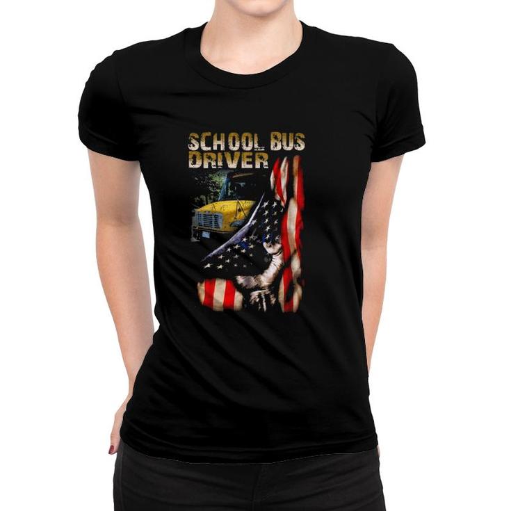 School Bus Driver American Pride Yellow Bus Driver Gift Women T-shirt