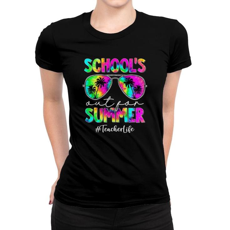 Schools Out For Summer Tie Dye Sunglasses Teacher Life Women T-shirt