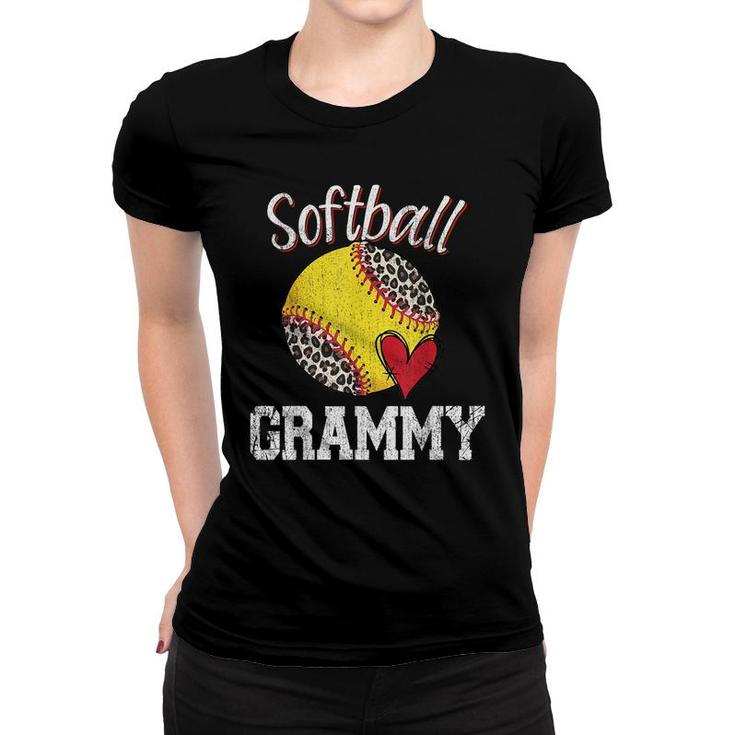 Softball Grammy Leopard  Ball Funny Mothers Day   Women T-shirt