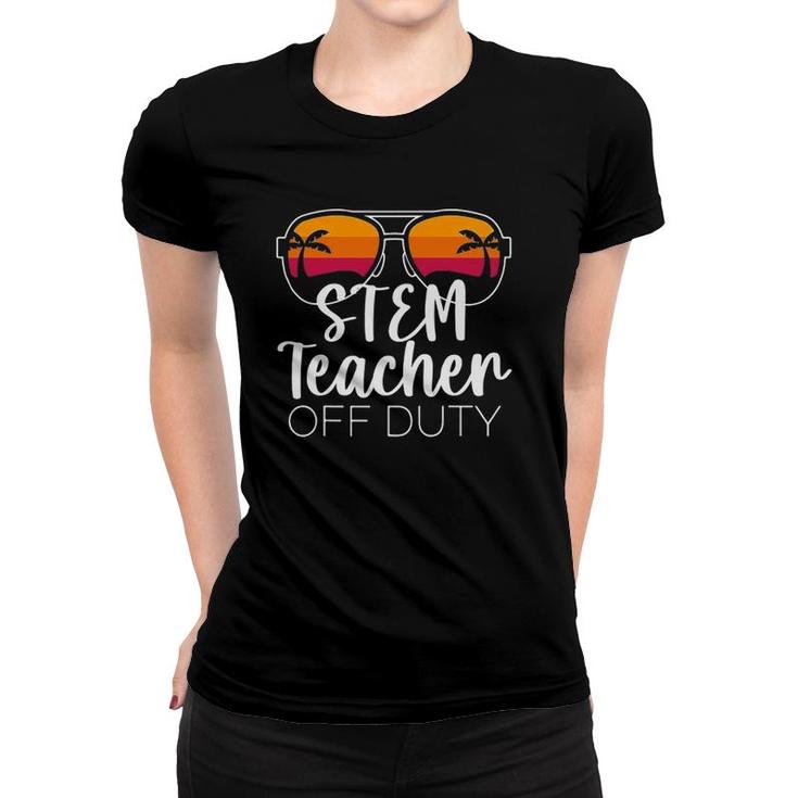 Stem Teacher Off Duty Sunglasses Beach Sunset Women T-shirt