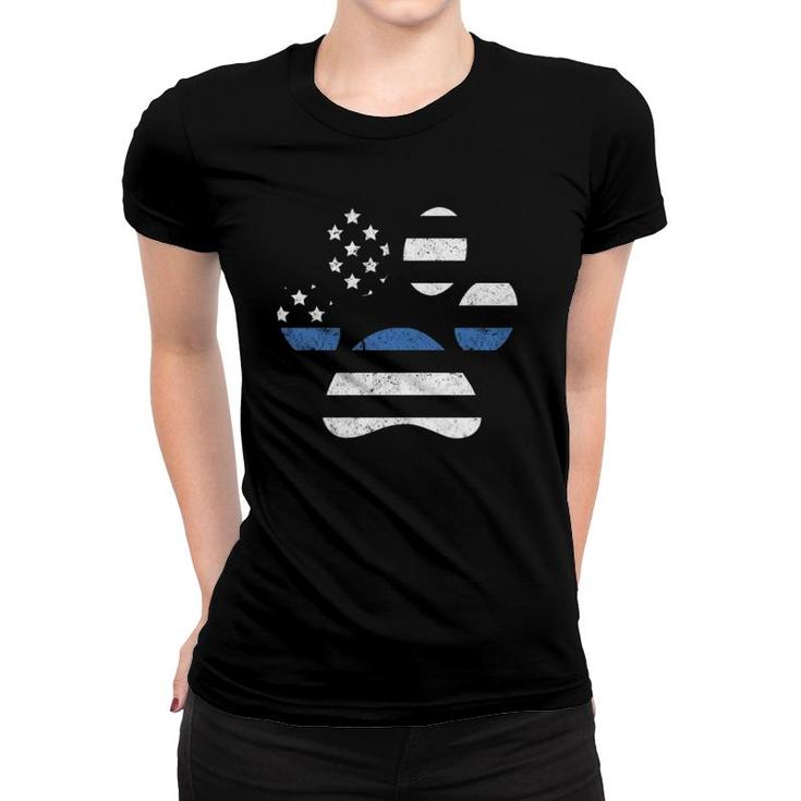 Thin Blue Line K9 Dog Paw Police Officer Family Gift Women T-shirt