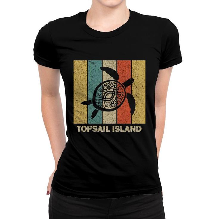 Topsail Island North Carolina Retro 80S Tribal Sea Turtle   Women T-shirt