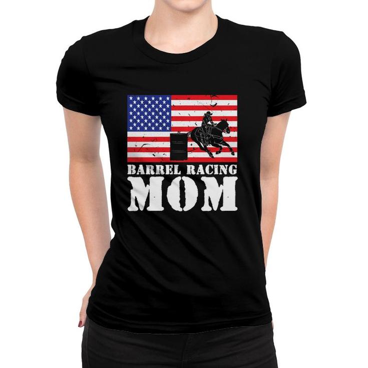 Usa American Distressed Flag Barrel Racing Mom Women For Her  Women T-shirt