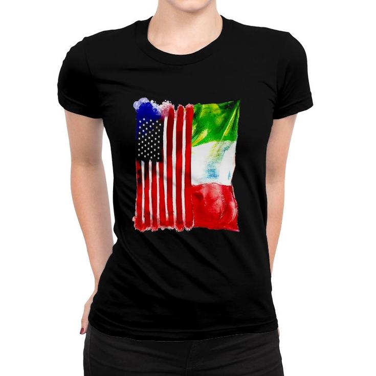 Usa Italy Flag Half American Half Italian Roots Women T-shirt