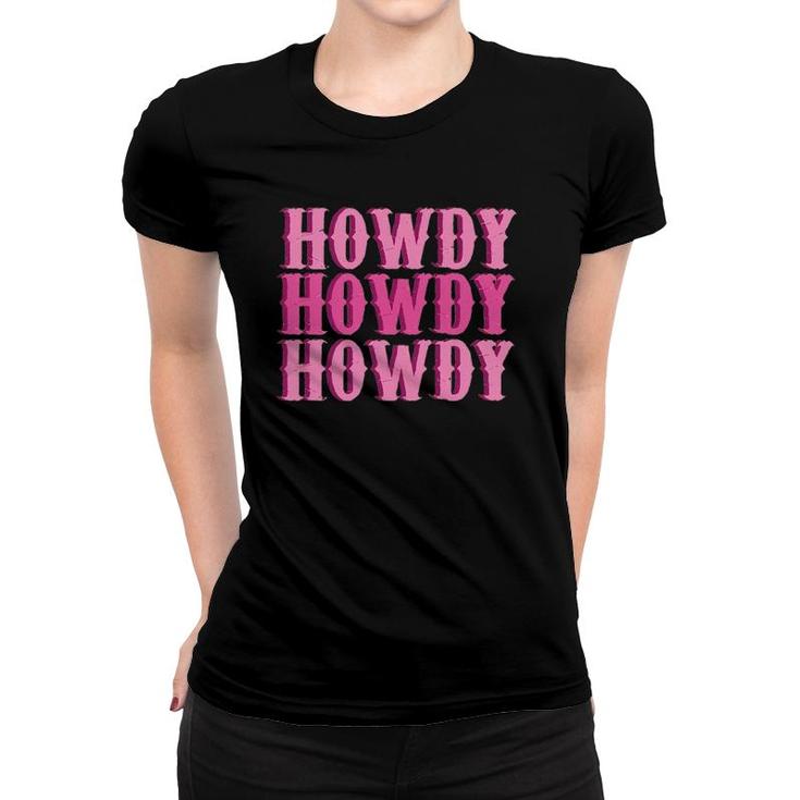 Vintage Pink Howdy Rodeo Western Country Southern Cowg Women T-shirt