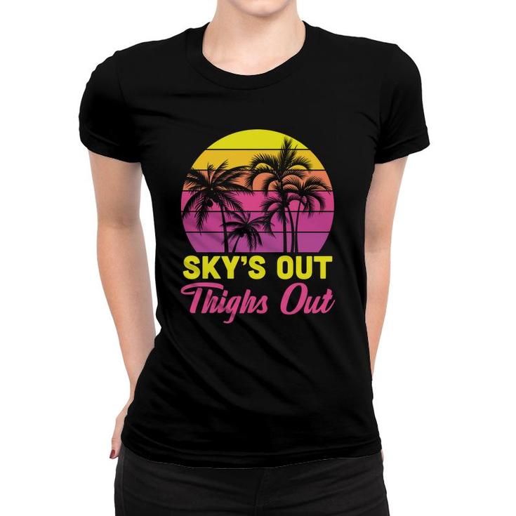 Vintage Retro Sunset 80S 90S Skys Out Thights Out Women T-shirt