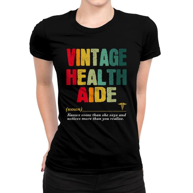 Vintage School Health Aide Funny Job Title Birthday Worker  Women T-shirt