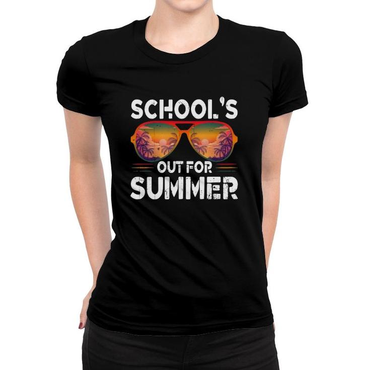 Vintage Schools Out For Summer Last Day Of School Retro Sunglasses Women T-shirt