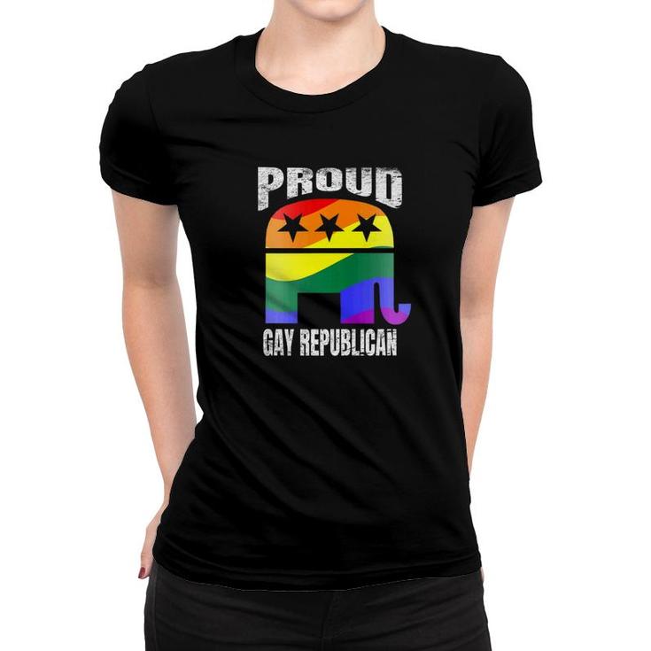 Vote Republican Gay Pride Flag Elephant Vintage Women T-shirt