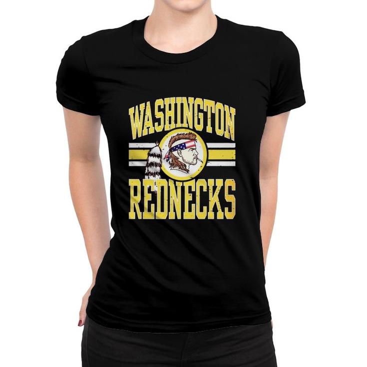 Washington Rednecks Football Caucasian Smoking Wearing American Flag Headband Feathers Stripes Vintage Women T-shirt