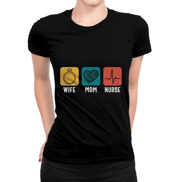 Wife Mom Nurse Ring Heart Heartbeat Great New 2022 Women T-shirt
