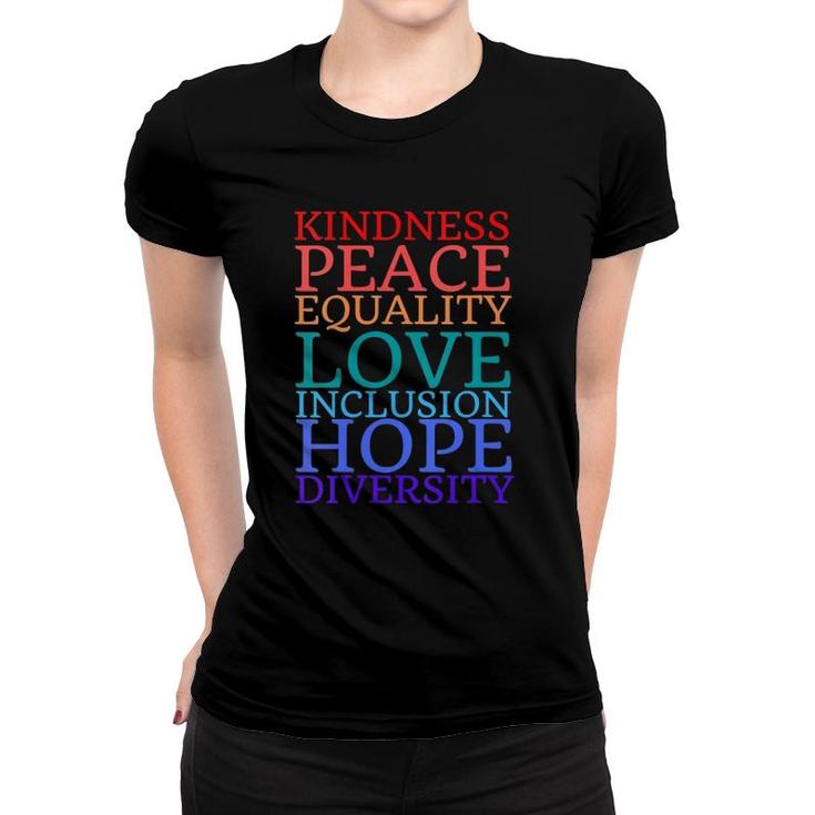 Womens 2021 Human Rights Peace Love Inclusion Equality Diversity V-Neck Women T-shirt