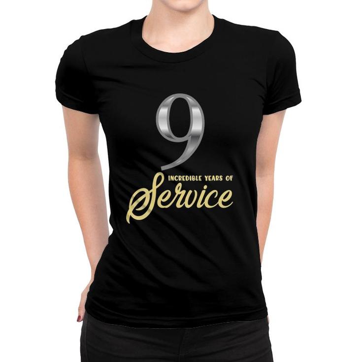 Womens 9 Years Of Service 9Th Employee Anniversary Appreciation V-Neck Women T-shirt
