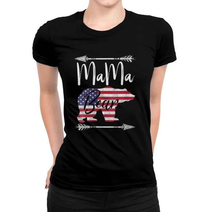 Womens Mama Bear American Flag Usa Fourth 4Th Of July Mom Gift V-Neck Women T-shirt