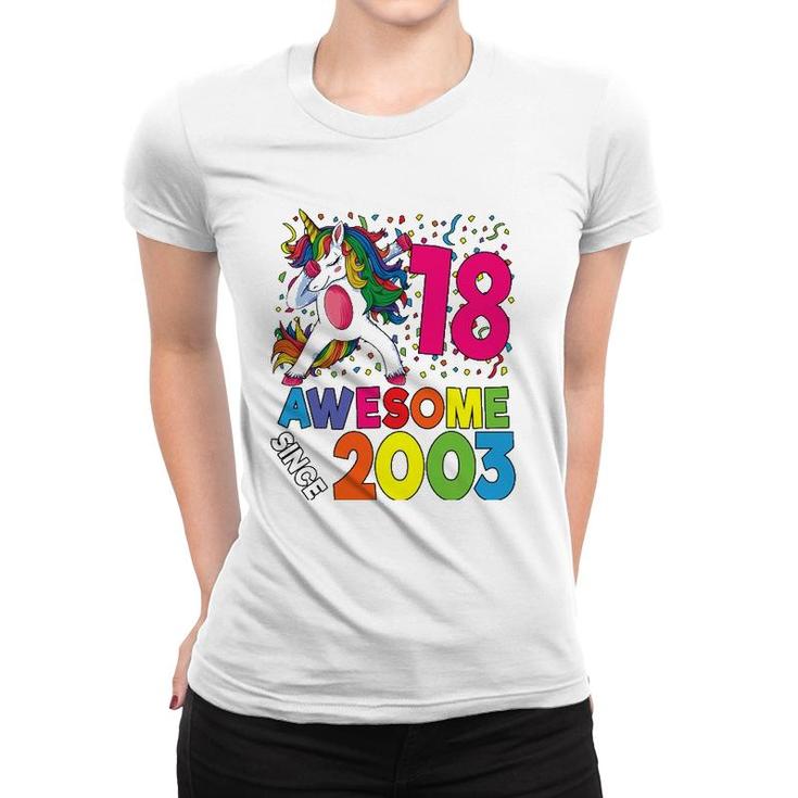18Th Birthday Dabbing Unicorn Party Gift 18 Years Old Girl Women T-shirt