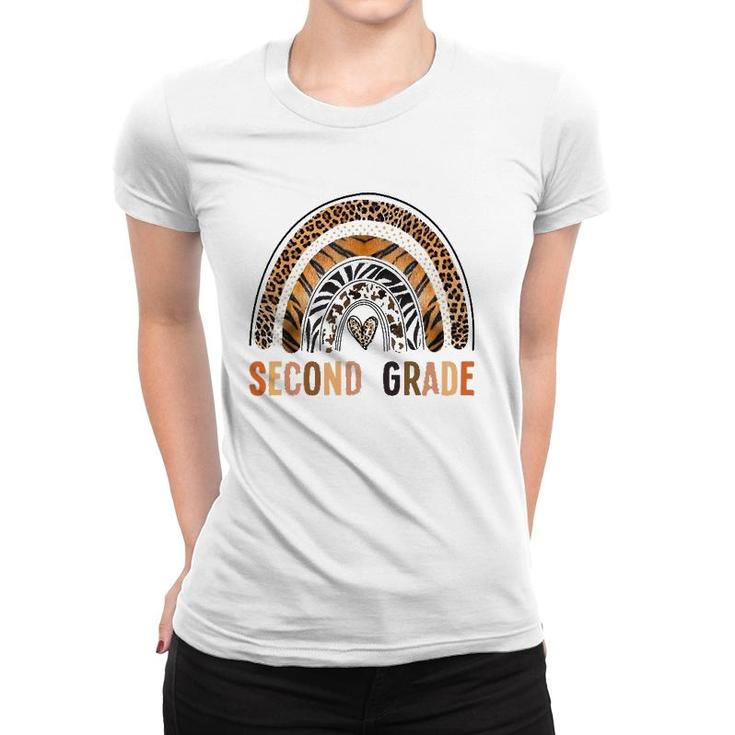 2Nd Grade Teacher Team Rainbow Leopard Skin Back To School Women T-shirt