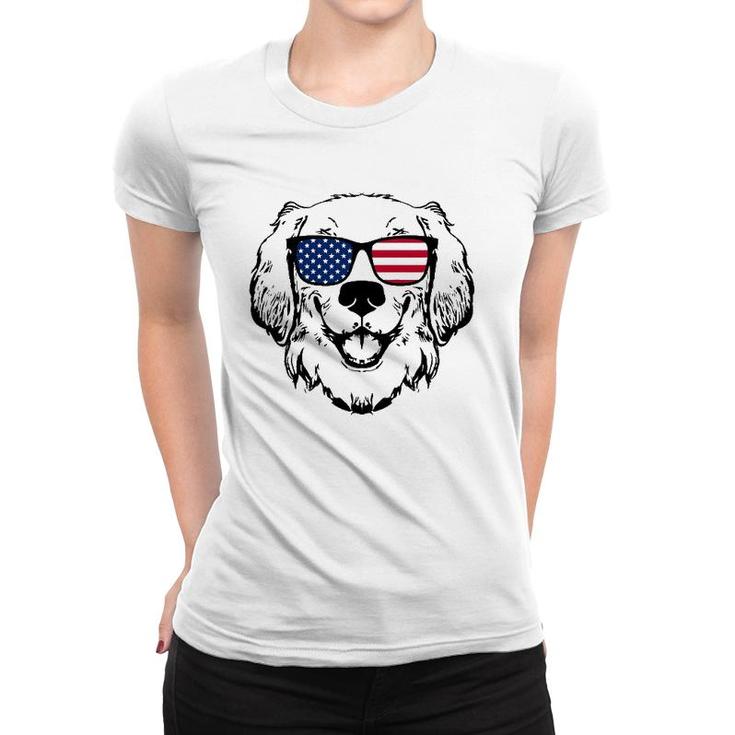 4Th Of July Golden Retriever Us American Flag - July Fourth Women T-shirt