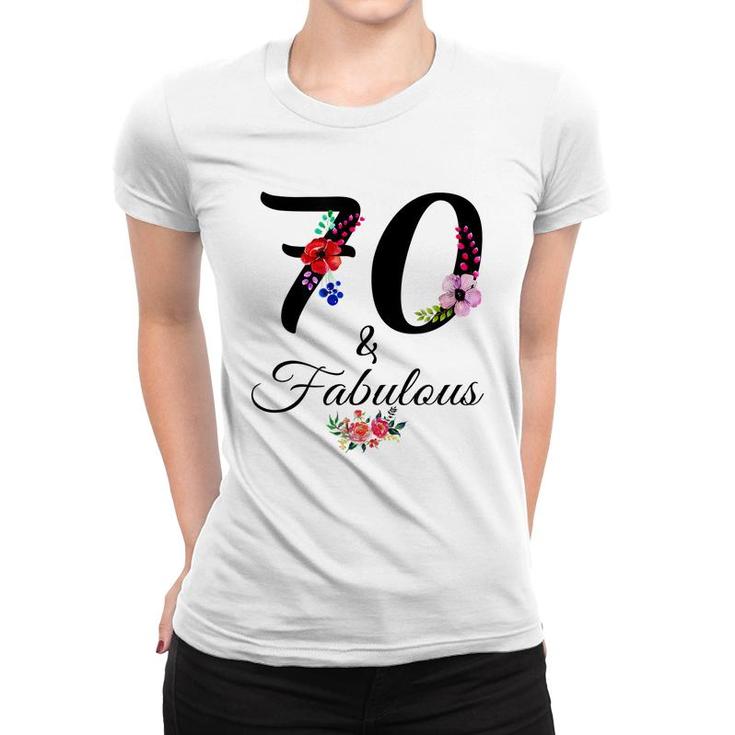 70 & Fabulous 70 Year Old Vintage Floral 1952 70Th Birthday  Women T-shirt