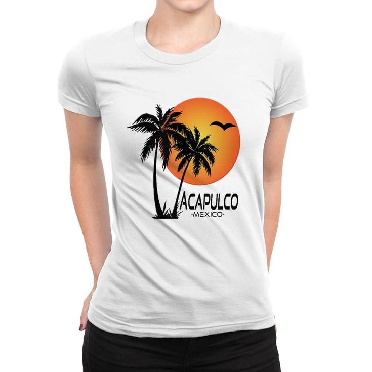 Acapulco Souvenirmexico Palm Trees Beach Sun  Women T-shirt