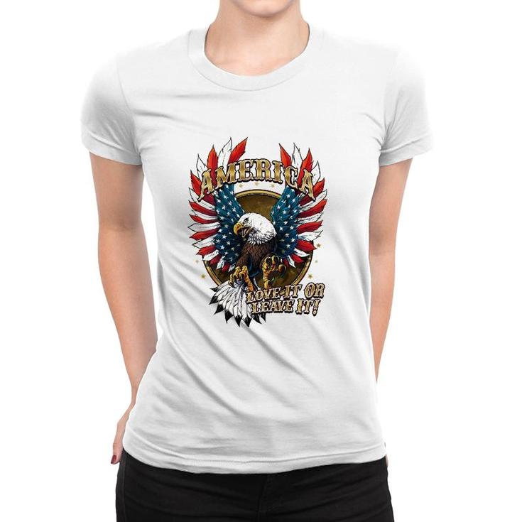 America Love It Or Leave It Patriotic Eagle Mens Back Print Women T-shirt