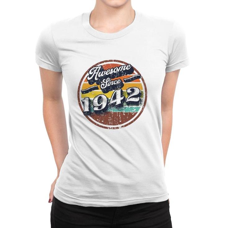 Awesome Since 1942 80Th Birthday Party Retro Vintage Men Women T-shirt